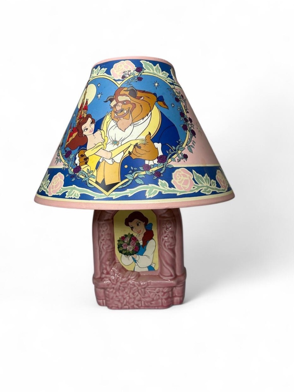 Vintage Disney Beauty and the Beast Belle Ceramic Table Lamp w/ Original shade